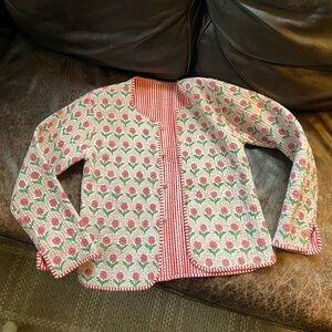 Daughters of India Pink and Green Floral Jacket